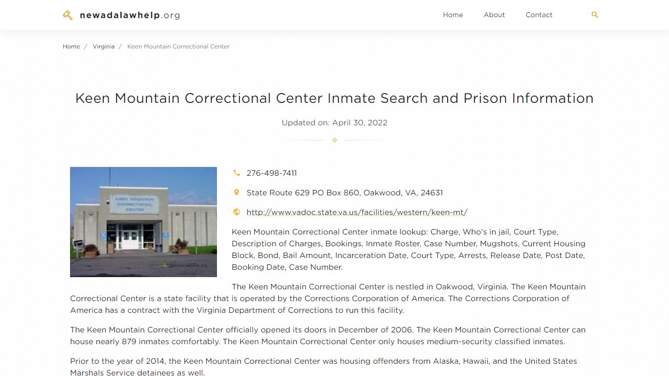 Keen Mountain Correctional Center Inmate Search ...