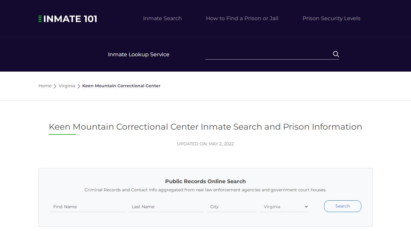 Keen Mountain Correctional Center Inmate Search ...