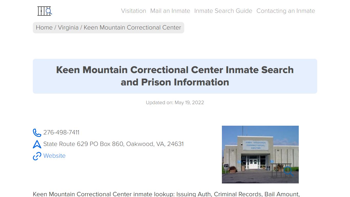 Keen Mountain Correctional Center Inmate Search ...